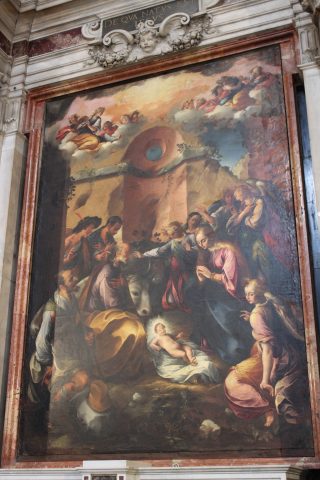 Quadro della "Natività" del pittore Girolamo Imparato, conservato nella Cappella Fornari all'interno della Chiesa del Gesù Nuovo a Napoli.
