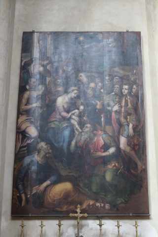 Quadro “Adorazione dei Magi” di Marco dal Pino, conservato in una delle cappelle della Basilica di San Lorenzo Maggiore a Napoli. 