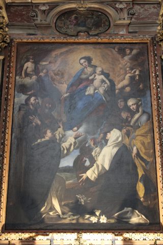 Quadro “Madonna del Rosario”, di Massimo Stanzione, conservato in una delle cappelle laterali della Basilica di San Lorenzo Maggiore a Napoli.