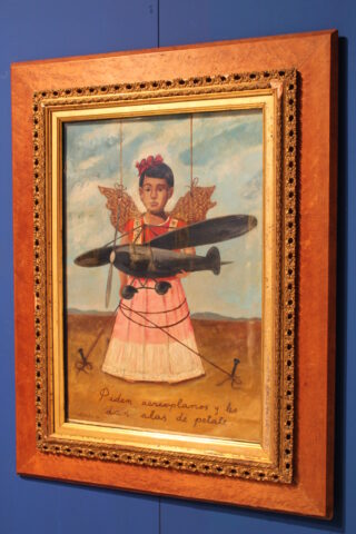 Dipinto originale “Piden aeroplanos y les dan alas de petate” attribuito a Frida Kahlo.