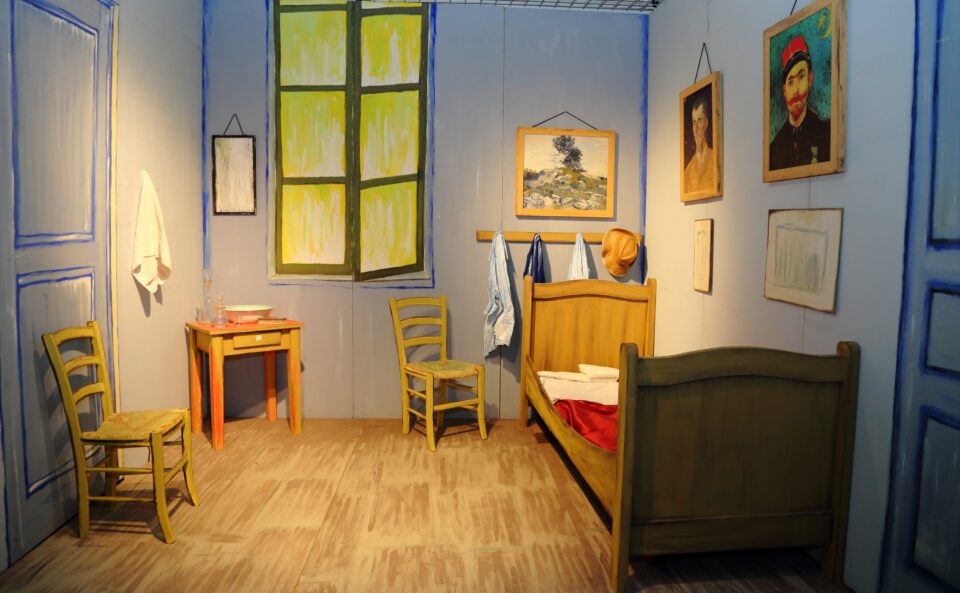 La camera di Vincent ad Arles in Provenza. Dipinto di Vincent Van Gogh durante il suo soggiorno nella casa gialla di Arles.