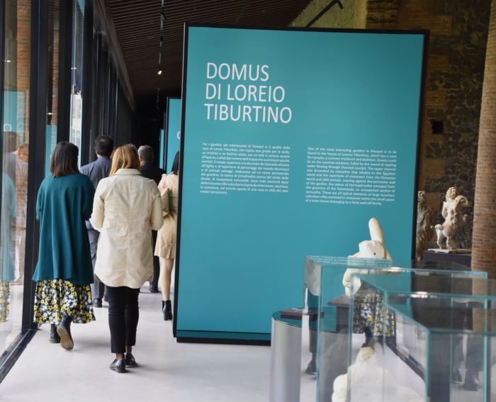 Foto della sezione casa di Loreio Tiburtino in occasione della mostra “Arte e sensualità nelle case di Pompei” al Parco Archeologico di Pompei