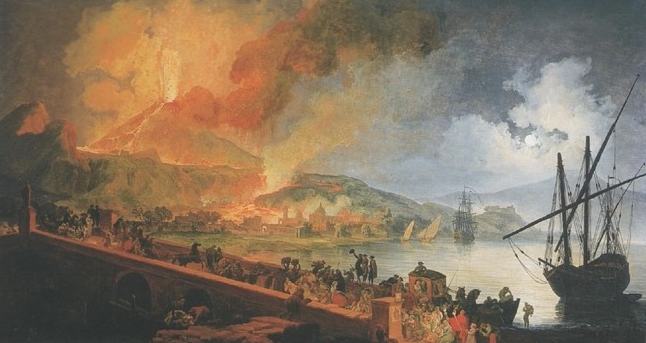 Dipinto “Eruzione del Vesuvio dal Ponte della Maddalena” di Pierre-Jacques Volaire.