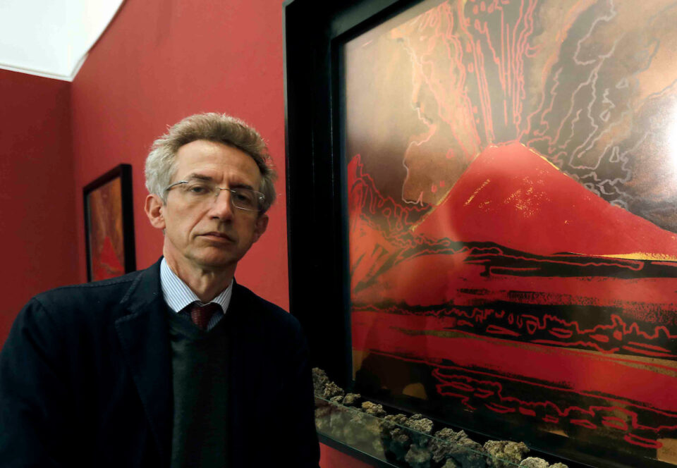 Il sindaco di Napoli Gaetano Manfredi alla mostra "Andy is back" al PAN - Palazzo delle Arti di Napoli. 