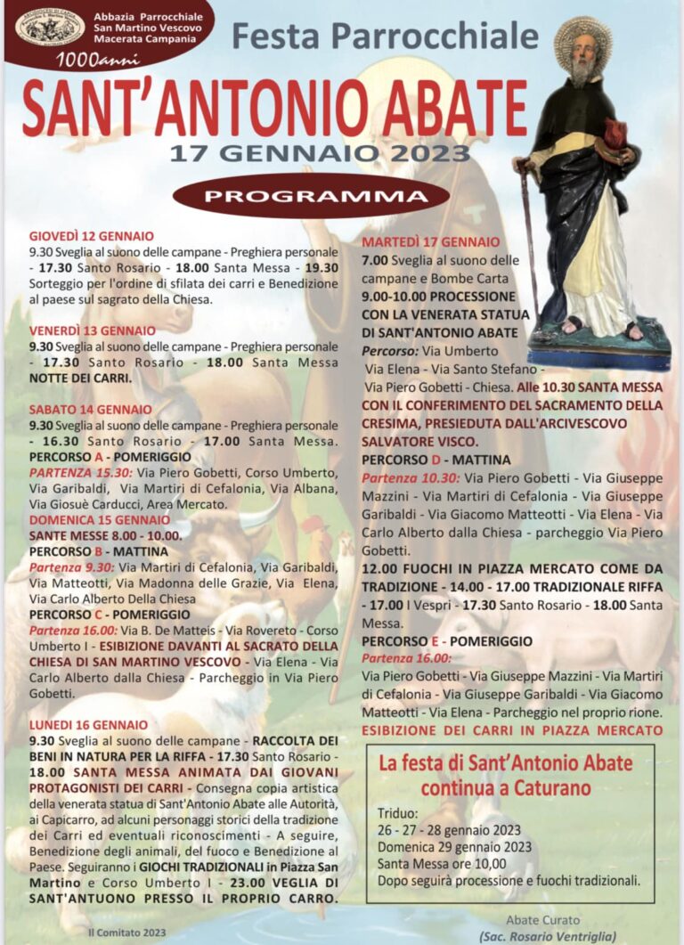Festa di Sant'Antuono 2023 a Macerata Campania