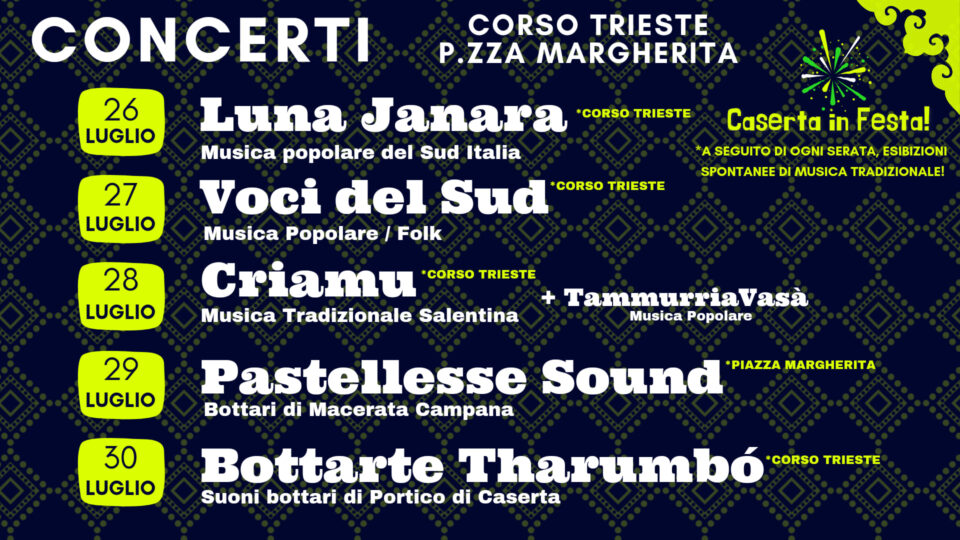 Concerti gratuiti del Caserta in Festa.