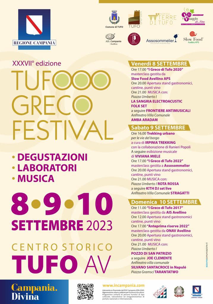 Programma del Tufo Greco Festival 2023 a Tufo (AV)